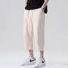 Shorts de Verano para Hombre Delgados 2023 Modernos Sueltos Casuales Pantalones Recortados Deportivos de Pierna Ancha Algodón y Lino Pantalones Recortados