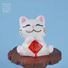 Adornos de resina con forma de gato de la suerte para jugar a las mareas, lindas decoraciones de escritorio para oficina, estación de descompresión, regalo para el hogar, adornos de muñecas.