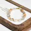 Novo produto pulseira de aço titânio corpo inteiro pedra natural cristal pérola de água doce pedra fita pulseira de contas pulseira simples para todas as ocasiões