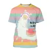 Camiseta 3D de Alpaca de Dibujos Animados para Hombre Animal Lindo Ropa Urbana Harajuku Camiseta de Manga Corta Top Camiseta