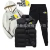 Moda Americana Casual Conjunto de Três Peças: Colete, Moletom de Algodão e Calça de Moletom Outono e Inverno Europeu e Americano Veludo Estampado Roupa Esportiva