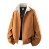 Nueva chaqueta de trabajo de solapa de corte holgado para hombre, abrigo casual versátil de color liso, top corto moderno