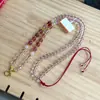 Cadena de cuentas de cristal, collar de cristal de fresa natural, cadena universal de amuleto de Buda thangka, cordón de colgante de lujo ligero, cadena de cuentas con cierre universal
