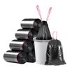 Bolsa de basura con cordón, gruesa, para cocina, hogar, grande, de plástico negro, portátil, extra gruesa, para uso diario.