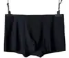 Cueca Boxer Masculina Ultra Fina de Seda Gelada com Toque Sedoso Nude, Cintura Estreita Sem Costura, Cintura Média, Tamanho Grande, Cor Sólida