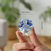 Ornamento de flor de simulação de vidro, tamanho mini, 4 flores+vaso+pássaro, design de arranjo de flores