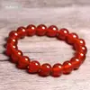 Pulseira de 7 Contas de Ágata Vermelha Naturais para Homens e Mulheres, Joia de Pulseira de Cristal de Círculo Único ou Multi-Círculo para Casais em Seu Ano Zodiacal