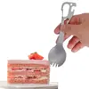 Mesa Multifuncional de Acero Inoxidable para Exteriores Tenedor Cuchara Integrados Vajilla Portátil para Camping Abrebotellas Abrelatas con Hebilla