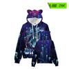Festival transfronterizo Halloween Alrededor Impresión digital a color 3D Navidad Sudadera de orejas de gato Tendencia Sudadera holgada con capucha