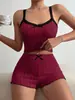 Em Estoque Simples Casual Mais Vendido Novo Conjunto de Pijama Feminino com Camisola e Shorts, Renda Sexy Roupa de Dormir 12
