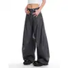 Pantalones Vaqueros Occidentales de Pierna Ancha Sueltos Casuales Largos Negros con Caída de Gama Alta Americanos para Viajes de Otoño/Invierno Hombres Mujeres Retro