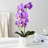 Flor Artificial Nueva con 7 Cabezas, Tacto Realista, Bonsái de Orquídea Phalaenopsis, Flor Falsa Creativa para Decoración de Escritorio, Planta Artificial Verde