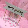 Banderola Decorativa de Arco Inserto para Tarjeta Malla para Pastel Luminoso Vestimenta para Hornear Bola de Pelo Bandera Adornos para Ropa de Cumpleaños
