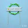 Cartão de Bolo de Aniversário Criativo com Luz Decoração Mori Guirlanda de Rattan Cor de Bandeira Romântica Estrela de Cinco Pontas Plug-in