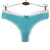 Fabricante Transfronterizo Temu Exportación Ropa Interior Femenina Algodón Hilo Borde de Encaje Color Sólido Tanga Ropa Interior Bragas para Mujer
