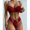 Lingerie Transfronteiriça Conjunto de Três Peças Sexy Lingerie Multicor Camisola Renda Costas Bonitas Sexy Decote Profundo Lingerie Não Precisa Tirar 870