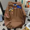 Sudadera con capucha estampada con letras, estilo divertido y lindo, holgada y moderna, chaqueta de terciopelo engrosada para otoño e invierno, top de moda