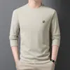 Moletom Masculino Gola Redonda Manga Longa Outono Inverno Cruzado Pulôver Camada Base Casual Liso Colorido Quente Top Escovado