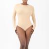 Macacão Feminino Modelador de Corpo de Manga Longa para Comércio Exterior Transfronteiriço, Camada Dupla, Justo de Alta Elasticidade, Controlador de Barriga, Roupa Modeladora de Corpo, Macacão Esportivo para Yoga
