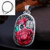 Colar feminino estilo nacional vintage glória e riqueza flor de peônia esmalte s925 pingente de fênix de filigrana oca estilo nacional