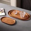 Bandeja Ovalada Transfronteriza con Imitación de Madera, Plato de Cena, Bandeja para Té, Bandeja de Almacenamiento para Tazas de Agua del Hogar, Plato para Pasteles de Cafetería