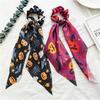 Cinta para el Cabello con Cinta de Ambiente de Halloween Nueva de Satén Estampada para Mujer Banda para el Cabello para Cola de Caballo Accesorios Sencillos para el Cabello Europeos y Americanos
