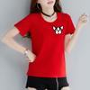 95% Algodão Verão Nova Chegada Camiseta Estampada Feminina Estilo Coreano Letras Feminina Fresca Gola Redonda Estudantes Manga Curta Tamanho Grande Tendência Top