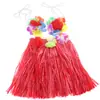 Falda de Hierba para Fiesta y Baile de 30 cm para Niños y Adultos, Disfraz Hawaiano en Colores Macarrón, Esencial para Actuaciones, con Borlas de Colores