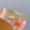 Pulsera de Doble Anillo Hielo Hielo Oro Arena Vietnamita Moda Celebridad de Internet Mismo Estilo Patrón de Hielo Pulsera de Doble Anillo Versátil Pulsera de Imitación Oro