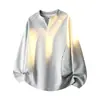 Camiseta de manga larga con cuello en V y remaches estilo americano 2026 para hombre, sudadera sin capucha de trabajo pesado para otoño e invierno, top interior casual transfronterizo