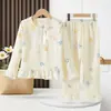Pijama de Algodón Nube para Niñas Conjunto de Manga Larga Primavera y Otoño Estilo Princesa Cuello de Muñeca Ropa de Casa para Estudiante de Secundaria