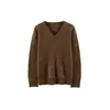 Nuevo suéter de punto sin costuras estilo coreano para otoño e invierno, con cuello en V, 100% lana pura, para mujer