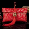 [Fábrica] Tela de Bordado de Brocado colección de sobres rojos moneda bolsa de sobre rojo cambio regalo de boda sobre rojo de boda