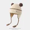 Gorros para niños, gorros de punto para bebé de otoño e invierno, gorros de punto para niñas con doble pompón, gorros que cubren las orejas, gorros a prueba de viento
