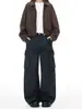Ropa de Mujer de Seda Naranja # Pantalones Cargo Deconstruidos de Bolsillos Múltiples Estilo Retro Americano para Hombres y Mujeres, Pantalones Anchos Casuales Unisex Sueltos de Invierno