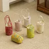 Bolsa de almacenamiento para juego de té de algodón tejido, bolsa cilíndrica gruesa para viaje, bolsa de ceremonia de té de tamaño grande para maestros de té