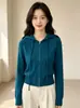 Cárdigan con capucha y cremallera para mujer 2026 Otoño/Invierno Nuevo Holgado Adelgazante Versátil Suave Manga Larga Tejido de Punto Cárdigan