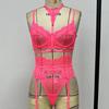 Europa y Estados Unidos transfronterizo sexy ultra delgado encaje cuello seis piezas lencería aro de acero superior perspectiva conjunto de sujetador estilo popular de Internet
