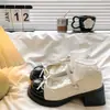 Zapatos Pequeños de Cuero con Colorblock y Moño Francés para Mujer 2026 Otoño Nuevos Punta Redonda Estilo Pequeño Chanel Tacón Grueso Mary Jane Zapatos de Salón