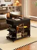 Mesa de Café Móvil Plegable Madera Maciza Elevable Lateral Carrito Sala de Estar Doble Uso Mesa de Té Escritorio Multifuncional Gabinete Lateral para Sofá