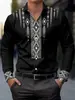 2026 Camisa Masculina de Amazon Transfronteiriça com Elasticidade Quatro Lados Estilo Étnico Casual Retrô Camisa Social com Estampa 3D para Homens