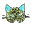 Broche de Cabeça de Gato com Strass Completo Novo Estilo Retro Transfronteiriço Acessório Personalizado para Roupa de Gato Pinos de Lapela Joias Ecológicas