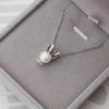 Collar de plata S925 con lindo conejito para mujer, cadena clavicular, perla de agua dulce, joyería de plata, estilo coreano, joyería de regalo