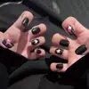 Uñas Portátiles Hechas a Mano al por Mayor Xiaohongshu Douyin Más Vendidas Corazón de Mariposa con Diamantes Uñas Portátiles de Arte para Uñas de Alta Gama 24 Piezas