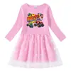 Vestido de princesa de manga larga con estampado de estrellas y luna de algodón para niña, primavera y otoño de 2023