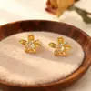 Pendientes de Botón de Diamante con Forma de Pétalo Estilo Coreano para Mujer, Pendientes de Diseñador, Pendientes de Estilo Minimalista, Mismo Estilo que en Xiaohongshu