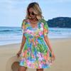 Cubierta de Playa Transfronteriza Europea y Americana Malla Estampada Más Vendida en Amazon Falda de Vacaciones Camisa de Protección Solar para Foto en la Playa