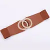 Cinturón Ancho Elástico de Doble Hebilla Redonda para Mujer, Cinturón de Cintura Versátil para Vestidos, Exterior Decorativo Elástico, Venta al por Mayor Transfronteriza, Cuatro Colores