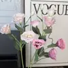 Flores Artificiais com 4 Cabeças de Lisianthus para Casamento e Decoração de Casa, Arranjo de Flores de Lisianthus de Cabeceira, Flores Artificiais, Adereços de Fotografia, Flores Artificiais Atacado