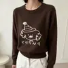 Suéter de forro polar jacquard con diseño estilo coreano de oso de miel para mujer, nuevo modelo otoño e invierno 2026, de corte holgado, adelgazante y rejuvenecedor, top de punto